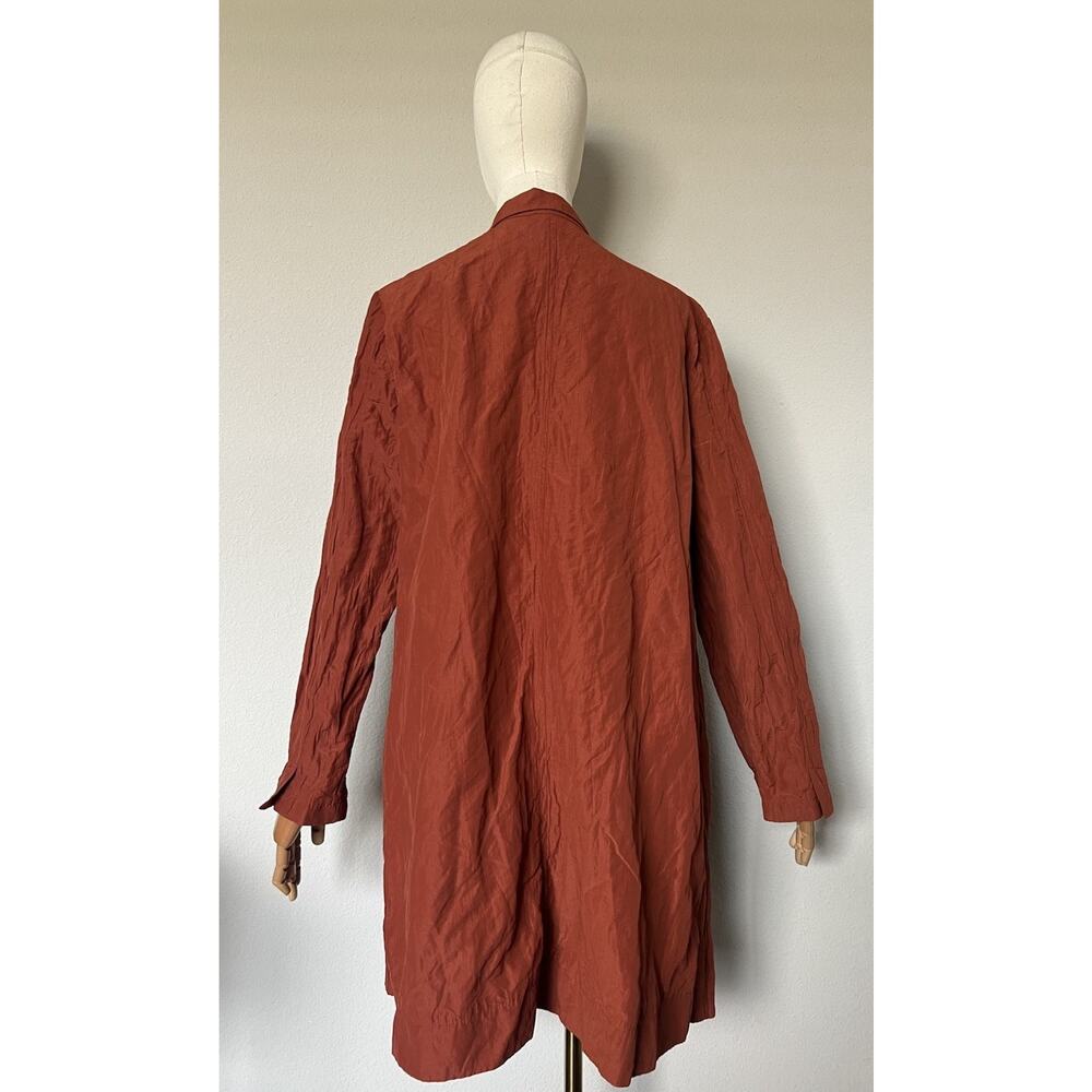 Eileen Fisher Sz Large Paprika Rumpled Organic Cotton Steel Notch Collar Jacket - Picture 8 of 15
